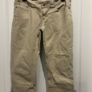 Ellemenno Khaki Beige Tan Casual Cotton Capri Cropped Crop Pants Womens Size 9